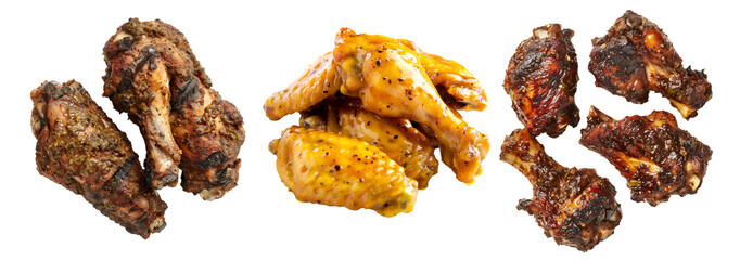 Delicious crispy Jerk chicken wings garnished with fresh cilantro, great for appetizers or main meals.