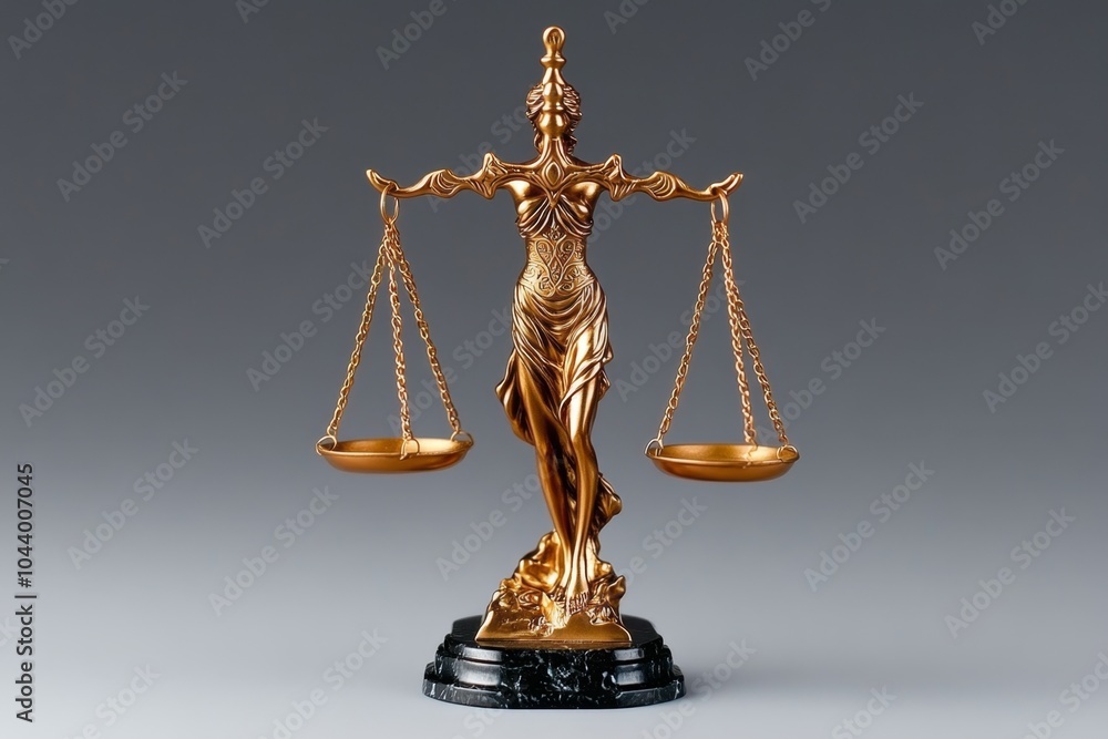 Poster minimalist scales of justice, with simple, clean lines representing balance and fairness in a neutra
