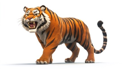 Obraz premium A cartoon tiger with an angry expression.