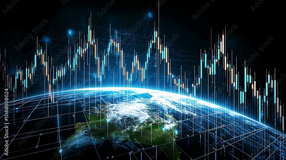 Poster visualizing global financial trends the intersection of technology and data in modern economics