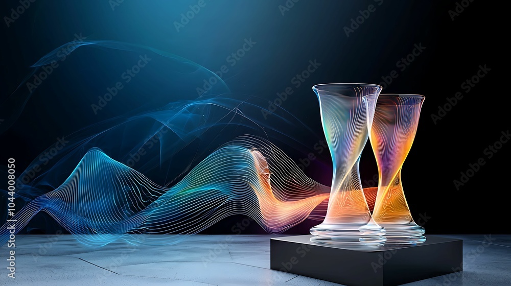Poster captivating swirls of light and glass a visual symphony of color and form in an artistic display of 