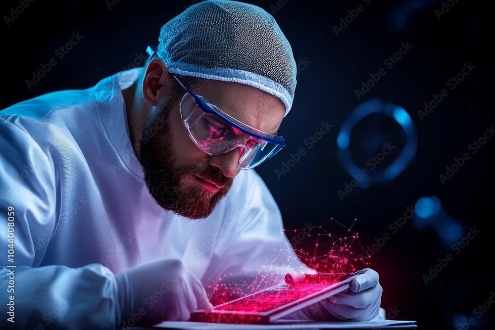 Fototapete Pixel art of a scientist conducting an experiment, with pixelated scientific tools and a notepad displaying data, symbolizing empirical study