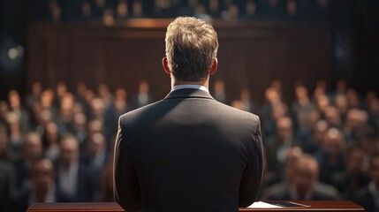 Fototapeta premium Business presentation with professional speaker addressing audience