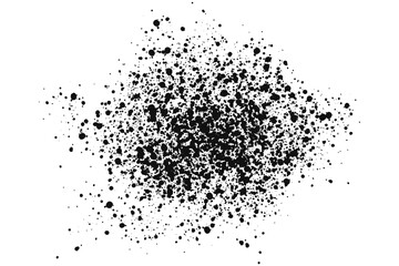 Black ink splash, paint splatter stain isolated on transparent background. Vector illustration