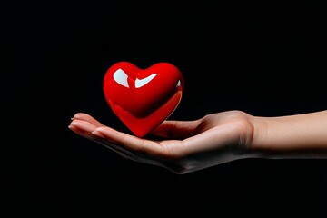 Obraz premium Simple, clean design of a heart and hand, symbolizing love, care, and appreciation in a minimalist style