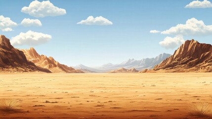 Naklejka premium A distant mirage shimmers in the heat above the dry expanse of the endless desert