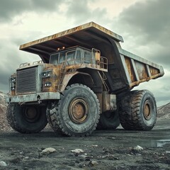 Obraz premium Ultra-realistic image of a mining dump truck in a working environment