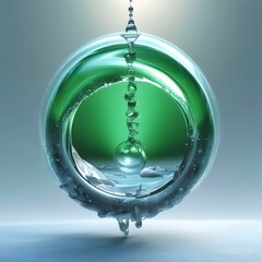 Illustration of green life inside frozen drop.