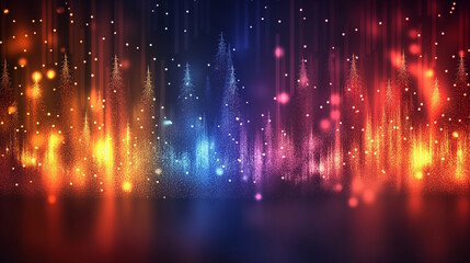 Fototapeta premium Christmas tree light bokeh in rainbow colors, festive holiday backdrop, concept of vibrant holiday joy