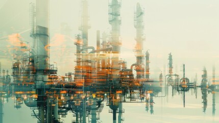 Fototapeta premium A large industrial plant with many tall buildings and a lot of smoke