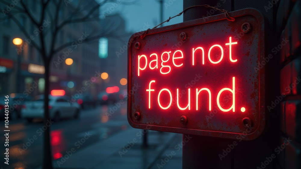 Poster sign with glowing neon text 
