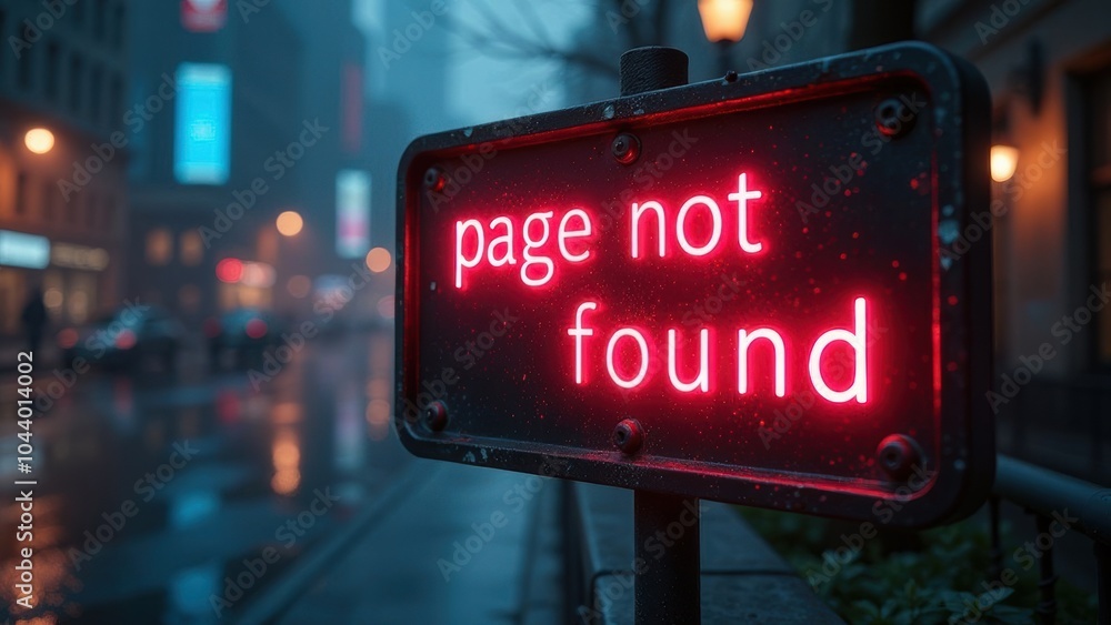 Poster sign with glowing neon text 