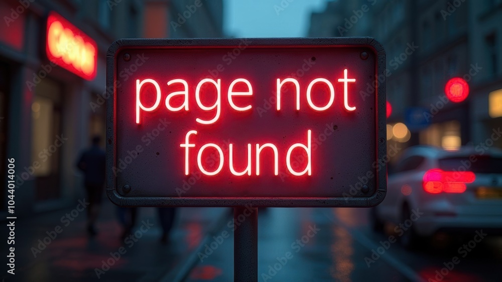 Poster sign with glowing neon text 