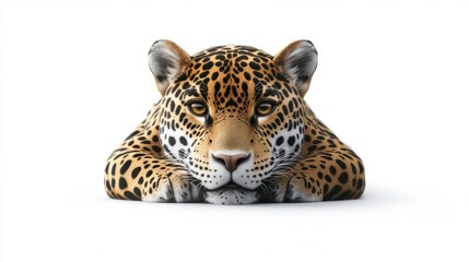 Fototapeta premium Jaguar - animal front view, isolated on white, shadow