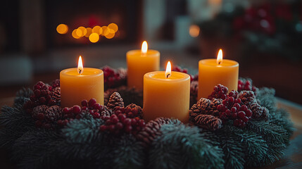 burning New Year's candles close-up
