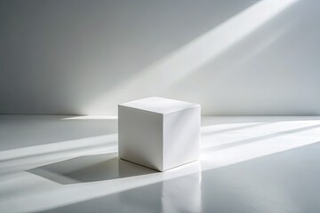 Minimalist White Cube on Light Grey Background for Modern Product Photography