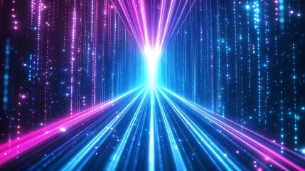 Fototapeta premium Radiating Neon Light Burst, futuristic flashes, Motion lights, Colorful Streaks on Dark Background