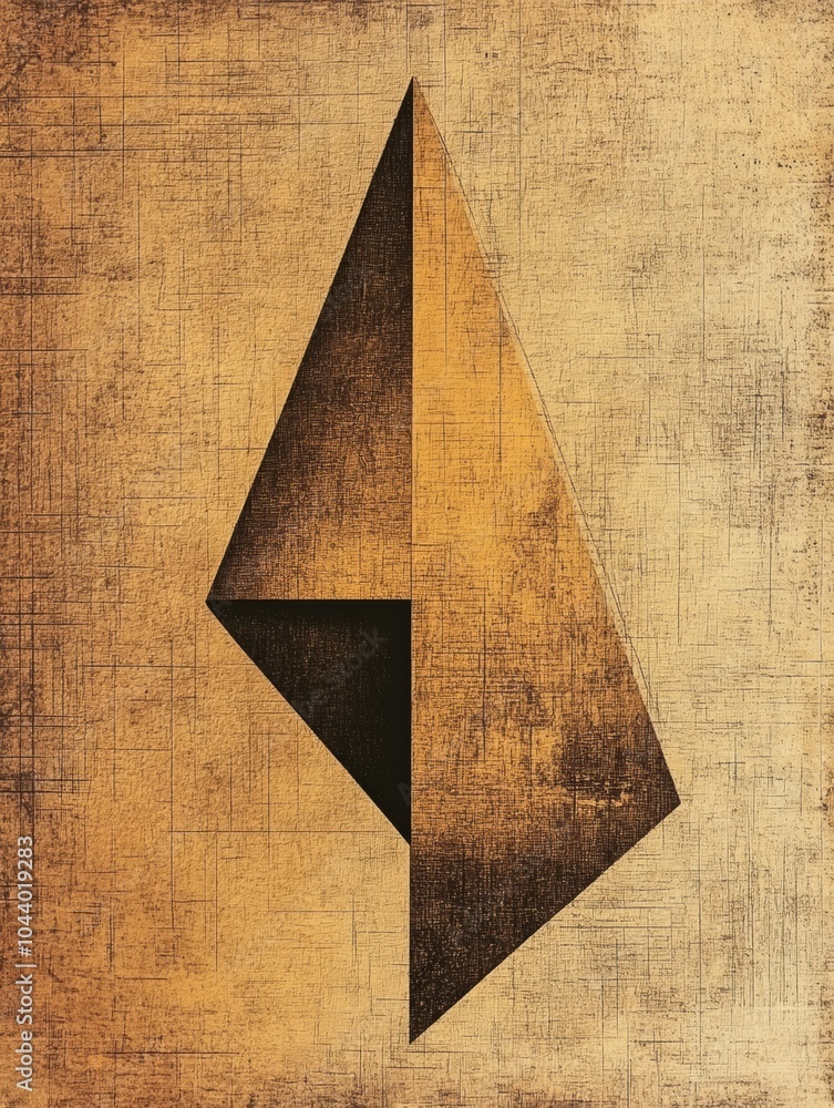 Aufkleber Triangular shapes in varying orientations are arranged against a textured background, creating a striking visual contrast. Generative AI