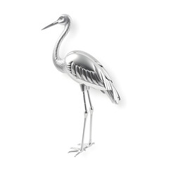 Obraz premium Stork metallic 3D image of white stork on white background. Generative AI