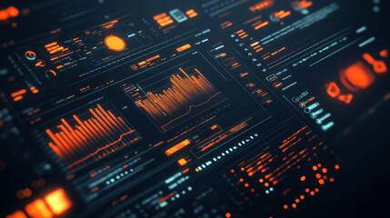 Futuristic Digital Interface Modern Data Screen with Global Indicators, Data Streams, and Complex Forecasting Models