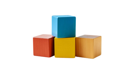 Obraz premium Set of Colorful Wooden Building Blocks, Isolated on Transparent Background for Children's Toy Product Photography 