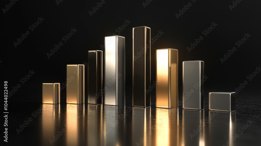 Aufkleber elegant metallic bar graph on dark background