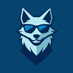 Stylized wolf with sunglasses vector illustration