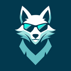 Stylized wolf with sunglasses vector illustration