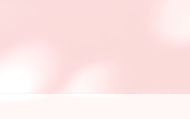 Empty pink colour room studio with sunlight effect shadow on the floor and wall for product presentation. Minimal backdrop design. Cosmetic, beauty and fashion showroom. Summer background mock up.