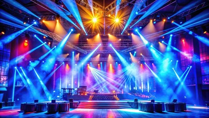 Obraz premium Modern Indoor Stage Setup with Dynamic Lighting Effects for Entertainment Events