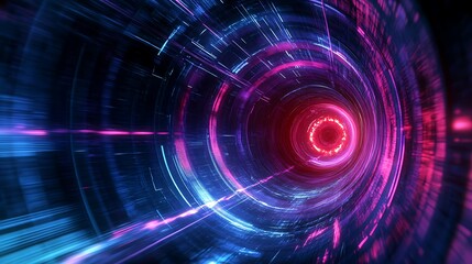 Obraz premium Radiating Neon Light Burst, futuristic flashes, Motion lights, Colorful Streaks on Dark Background