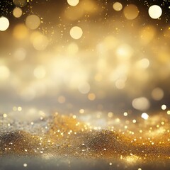glowing background, golden and silver glitter color, bokeh effect