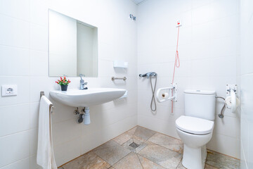 Bathroom with accessories to help in care home