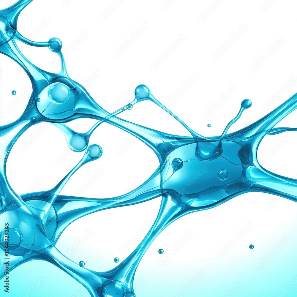 Poster an abstract design blue liquid structure symbolizing the complex network of immunodeficiency disorde