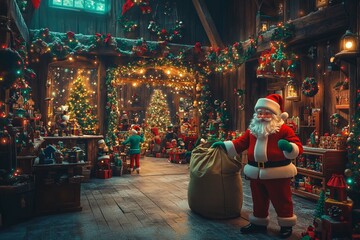 Obraz premium Santa claus in the christmas market.