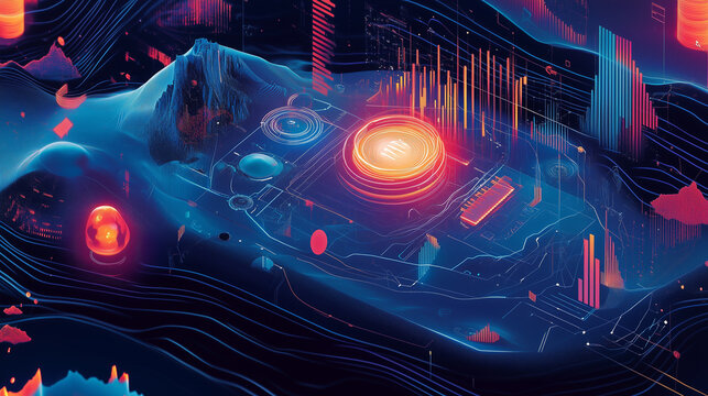 Futuristic Digital Interface Visualizing Modern Data Screen Global Indicators, Data Streams, and Complex Forecasting Models