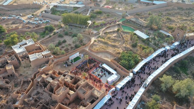 Drone shot of Ushaiqer village during daytime in Riyadh province