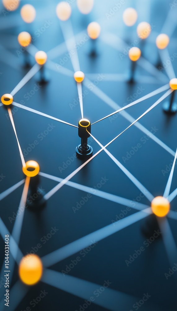 Poster network connections, abstract technology background with nodes and lines, 3d rendering