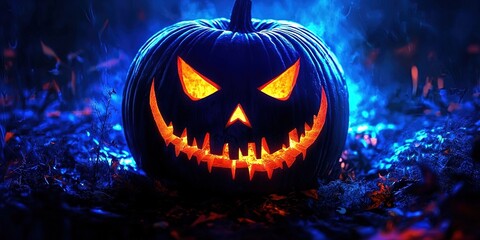 All Hallow's Day concept with scary pumpkin character