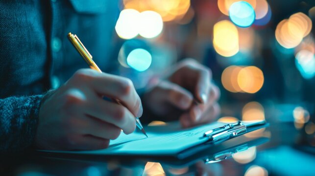 Therapist Taking Notes: A psychologist jotting down notes during a session