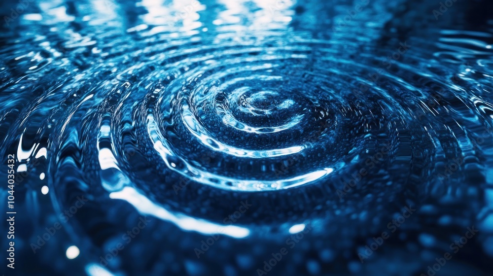 Aufkleber close-up of rippling water creating circular patterns and reflections.