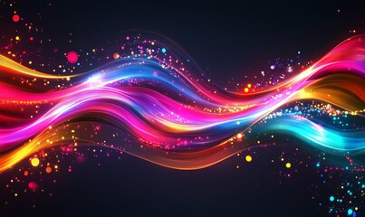 Obraz premium Colorful motion elements with neon led illumination waves. Abstract futuristic background
