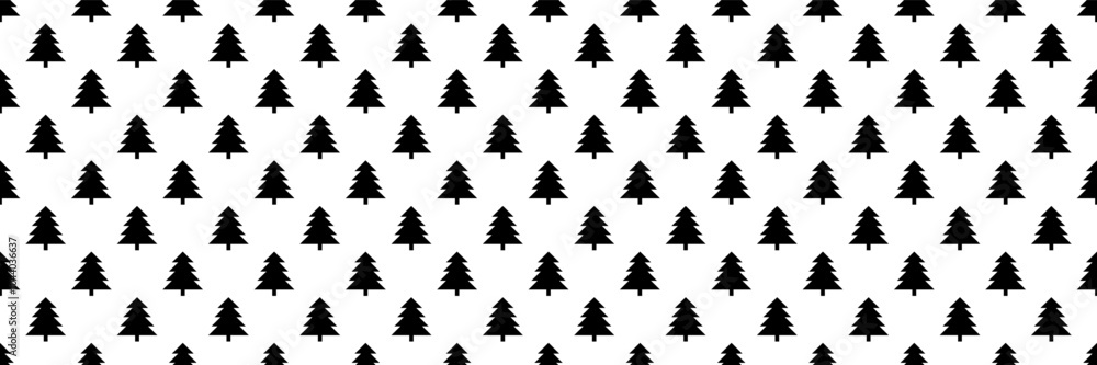 Aufkleber horizontal seamless black christmas tree for pattern and background.