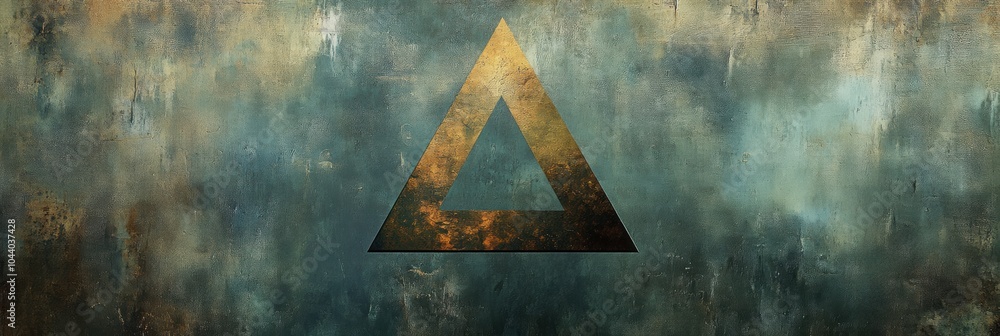 Poster the artwork features striking asymmetrical triangular shapes set against a textured background, evok