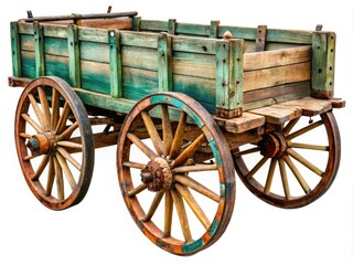 Fototapeta premium Old Wooden Wagon Carriage on Background for Stock Photography