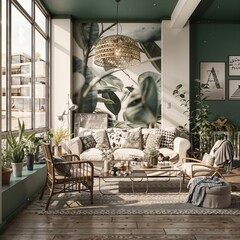 A modern living room in a luxury stylish design concept..