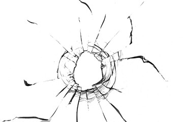 Texture of broken glass on a transparent background