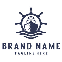 ship logo. container ship freight forwarding  boat nautical tourism company design