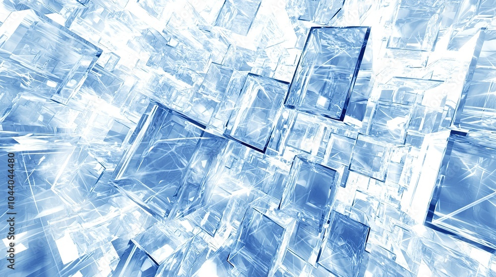 Aufkleber illuminated abstract composition of transparent crystal-like cubes creating a futuristic atmosphere
