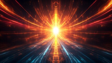 Obraz premium Radiating Neon Light Burst, futuristic flashes, Motion lights, Colorful Streaks on Dark Background